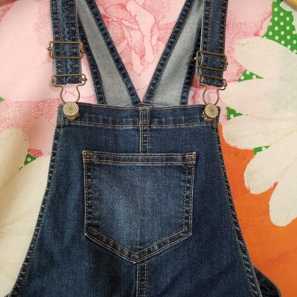 SO Kid's Size 10 Overall Shorts Dark Denim - Picture 2 of 5